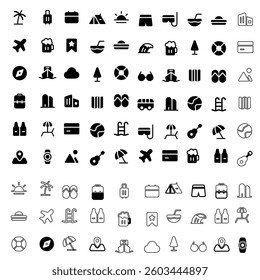 Travel Line Editable Icons set.Vector illustration in modern thin line style of tourism related icons: hotels, types of tourism, tourist transport, locations, etc. Isolated on white