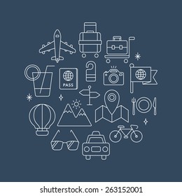 Travel line icon circle set