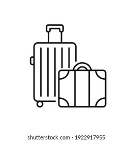 Travel line icon. Holiday tourism, vacation trip. Suitcases. Tour agency service. Isolated vector outline illustrations. Editable stroke
