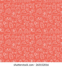 Travel line icon pattern set