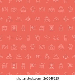 Travel line icon pattern set