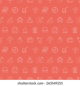 Travel line icon pattern set