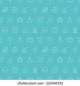 Travel line icon pattern set
