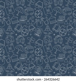 Travel line icon pattern set