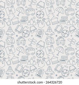 Travel line icon pattern set