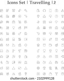 Travel Line Icon Set 2, Tourism Symbol and Icons. High Quality Icons for Web and Mobile, Marketing Use. High Quality Vector Icons