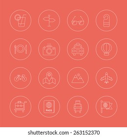 Travel line icon set