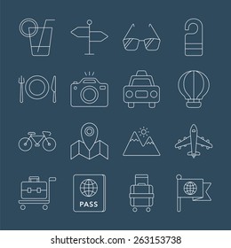 Travel line icon set
