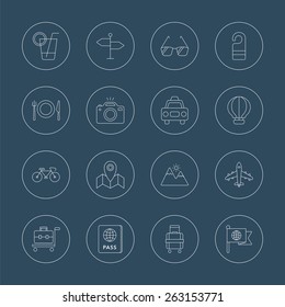 Travel line icon set