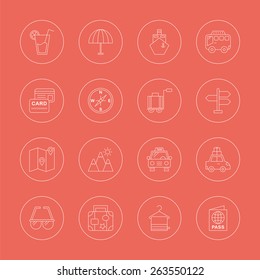 Travel line icon set