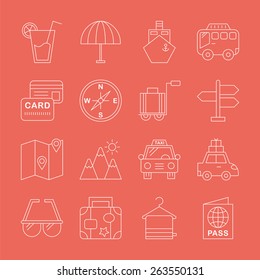 Travel line icon set