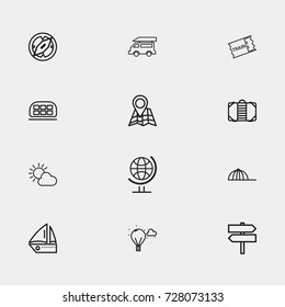 Travel line icon set