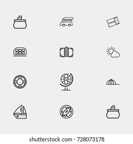 Travel line icon set
