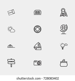 Travel line icon set
