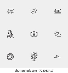 Travel line icon set