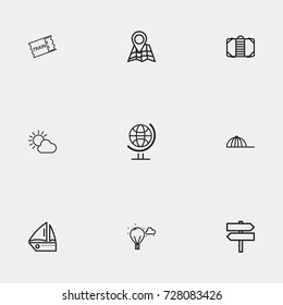 Travel line icon set