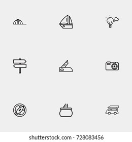 Travel line icon set