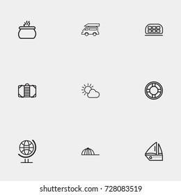 Travel line icon set