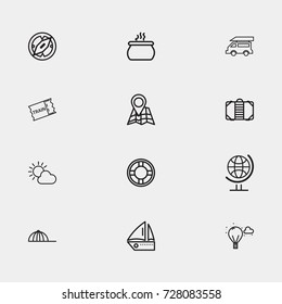 Travel line icon set