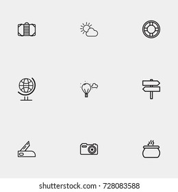 Travel line icon set