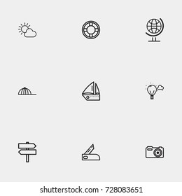 Travel line icon set