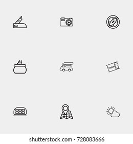 Travel line icon set