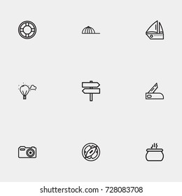 Travel line icon set