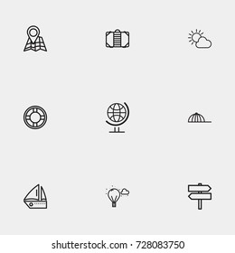 Travel line icon set