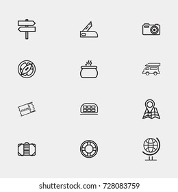 Travel line icon set