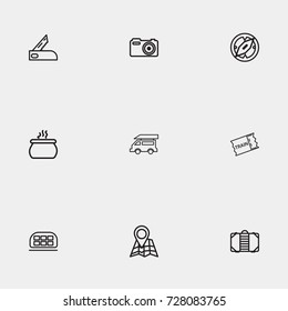 Travel line icon set