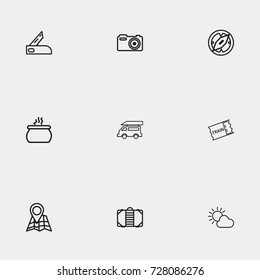 Travel line icon set