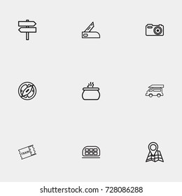 Travel line icon set