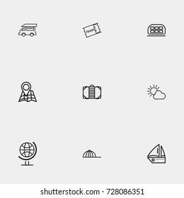 Travel line icon set