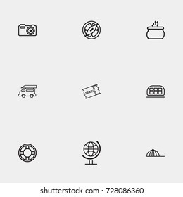 Travel line icon set