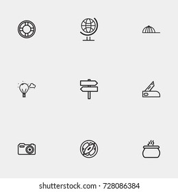 Travel line icon set