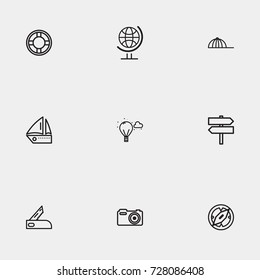 Travel line icon set
