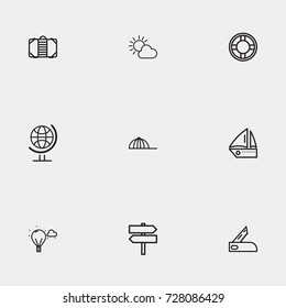 Travel line icon set