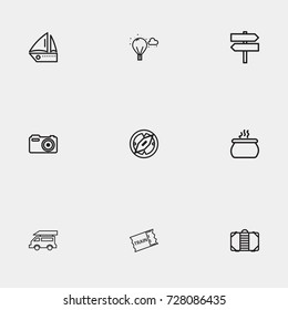 Travel line icon set