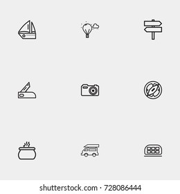 Travel line icon set