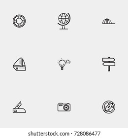 Travel line icon set