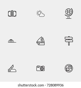 Travel line icon set