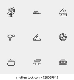 Travel line icon set
