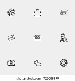 Travel line icon set