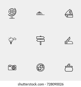 Travel line icon set