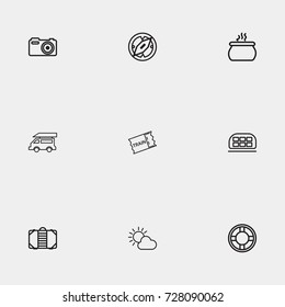 Travel line icon set