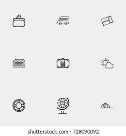 Travel line icon set