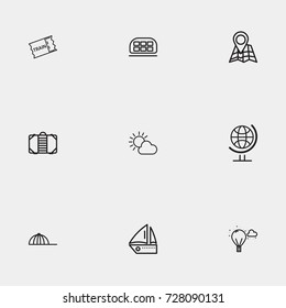 Travel line icon set