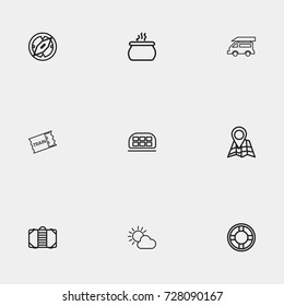 Travel line icon set