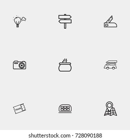 Travel line icon set