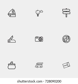 Travel line icon set